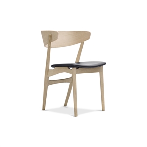 Sibast Furniture No 7 Spisebordsstol Hvidolieret Egetræ og Sort Læder